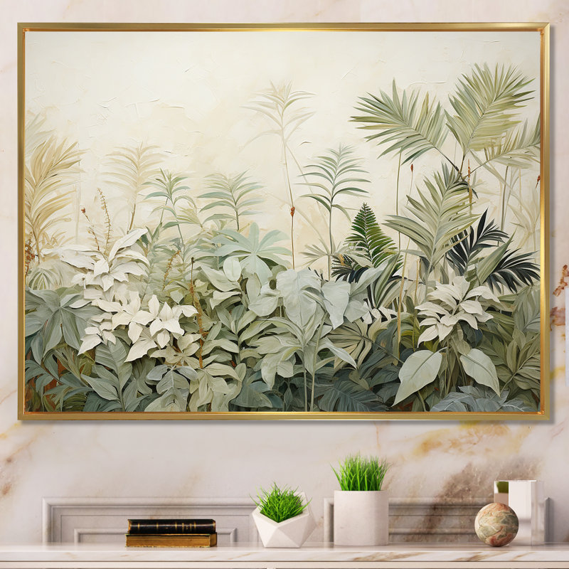 Paysage rétro de la jungle I - art mural jungle, Cadre flottant doré, H 12 po x l 20 po