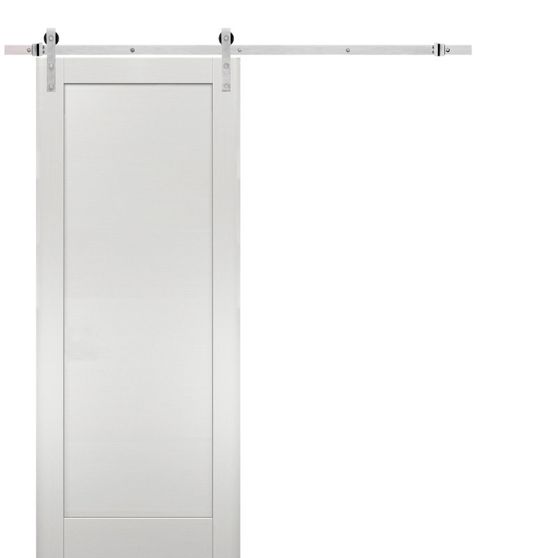 Porte de grange en bois à panneaux Planum avec trousse de quincaillerie d'installation Planum, 30 po x 80 po