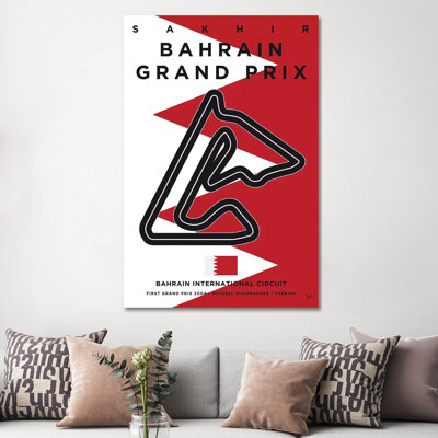 F1 Bahrain Race Track Minimal Poster by Chungkong - Wrapped Canvas Print
