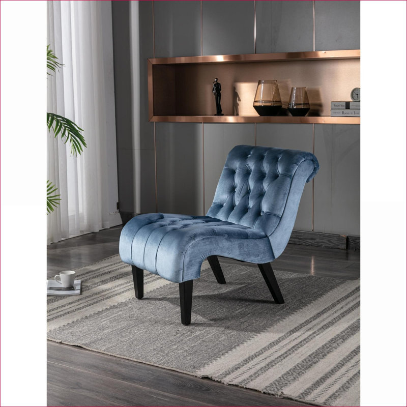 Coolmore Modern Velvet Armless Accent Chair, Upholstered Comfort Chair with Wooden Legs for Living Room, Bedroom, Office for Adults