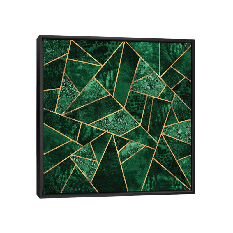 Deep Emerald - Impression sur toile, H 18 po x l 18 po x P 1,5 po, Pas de tapis, Toile avec cadre noir