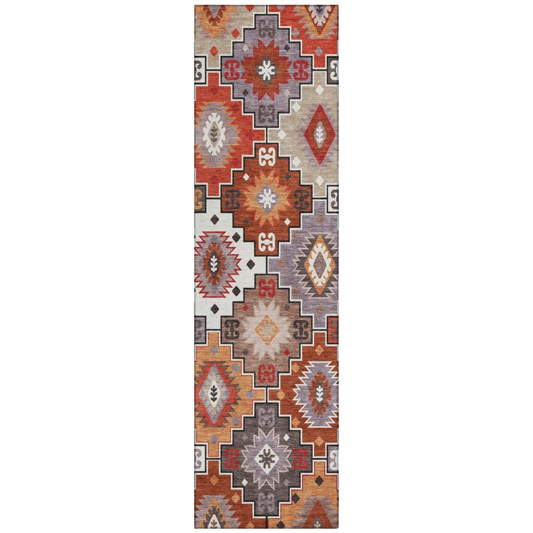 Machine Washable Indoor/Outdoor Xhevrie Paprika Rug