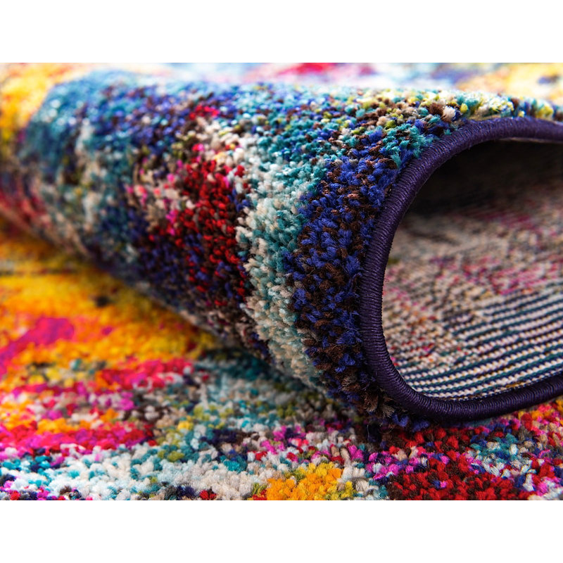 Rizer Washable Abstract Indoor Rug, Round 8'