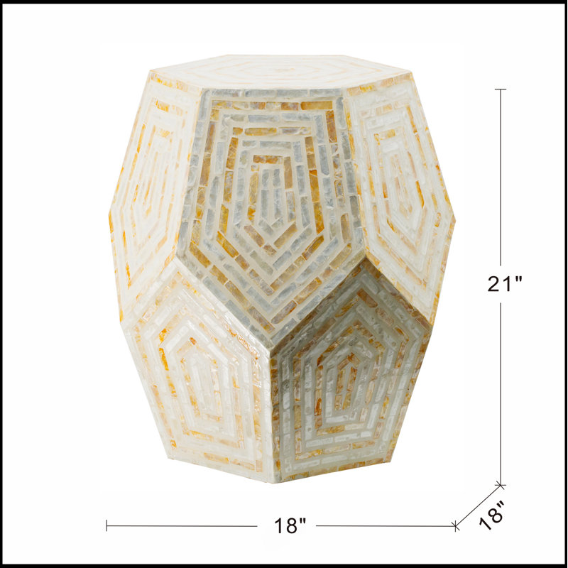 18X18x21" Hexagonal Capes Capiz Stool