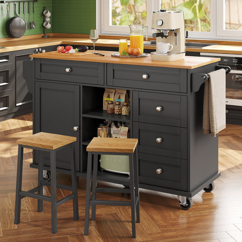 Wood Kitchen Island, White