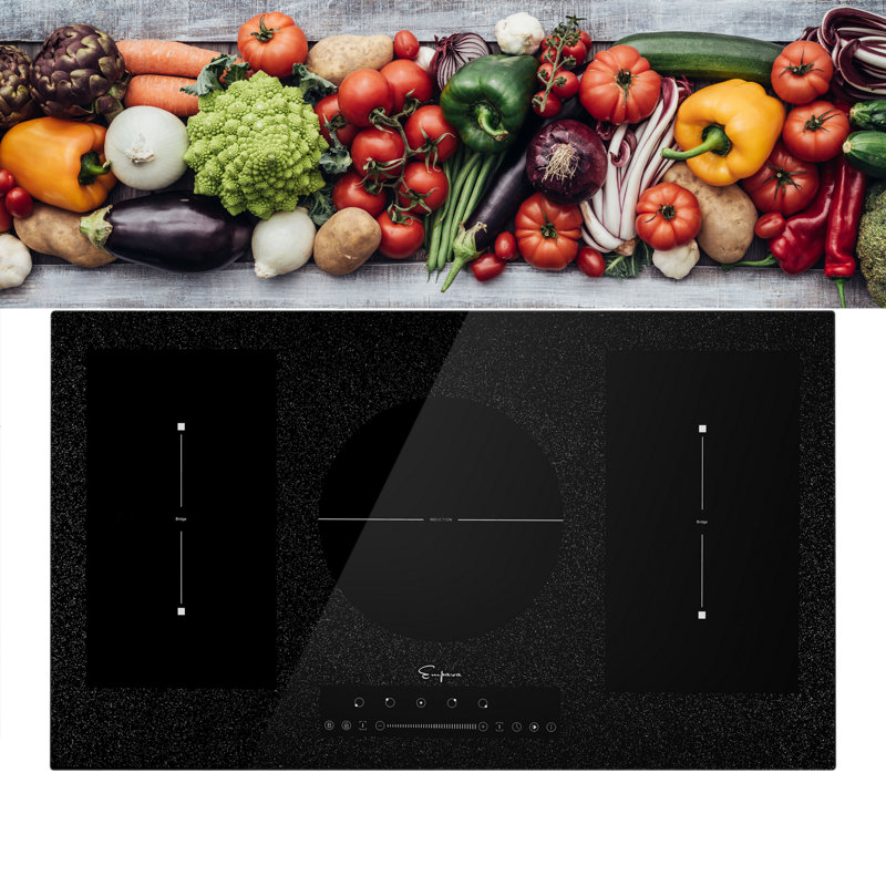 Touch Control 36" Induction Cooktop in Black, 5 Burners, 2 Bridge Element