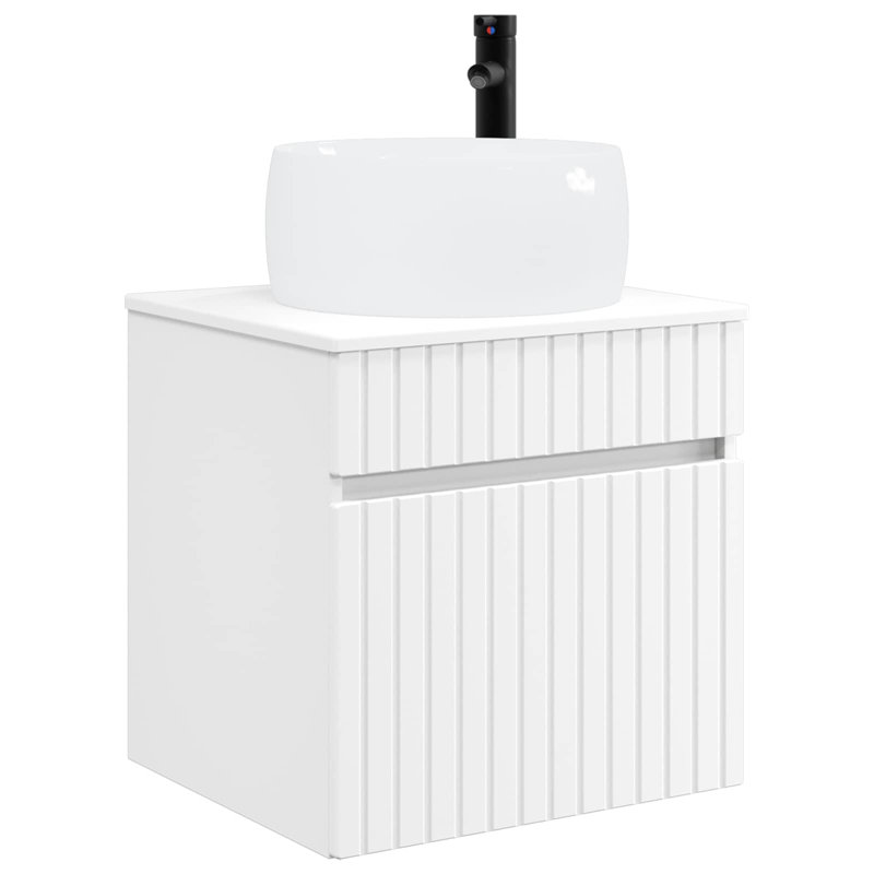 Single Bathroom Vanity with Ceramic Basin, White
