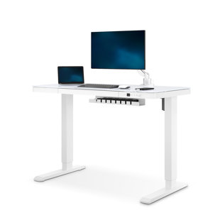 Vetra Glass Standing Desk with USB C Chargers and Cable Management Tray