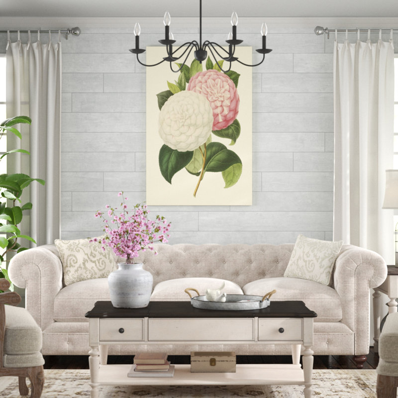 «Camellia Garden IV», peinture sur toile, H 48 po x l 32 po