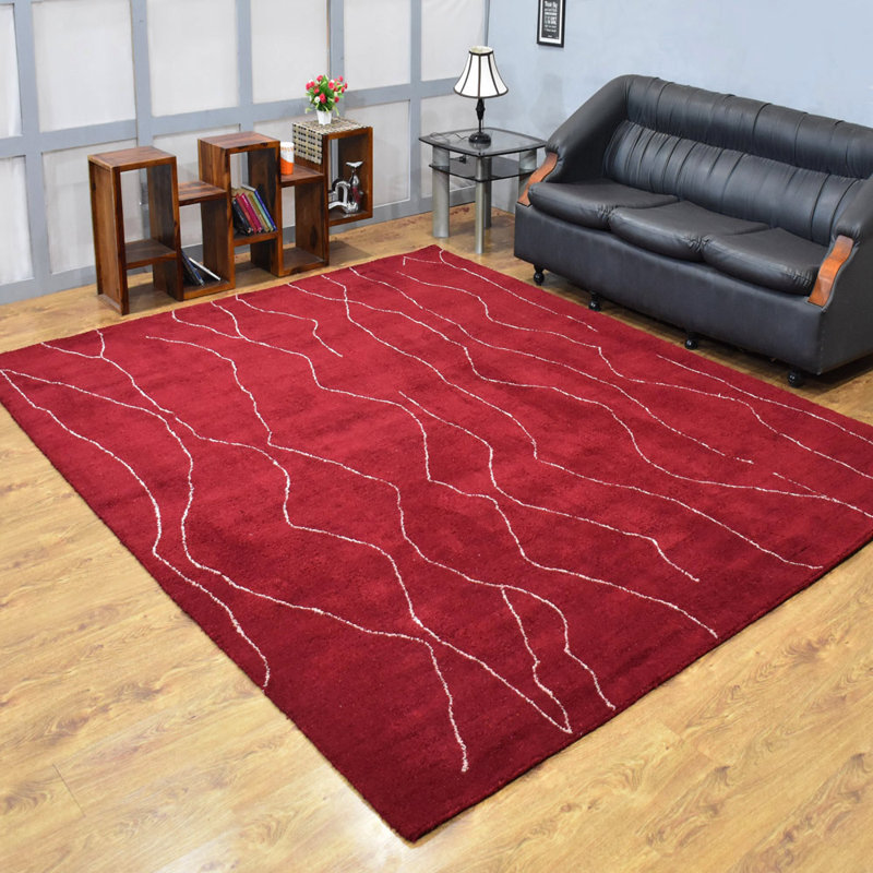 Wicked HAND KNOTTED LOOM SILK ECO-FRIENDLY AREA RUGS  - Red & White Color, Contemporary Design, Rectangle 9' x 12'