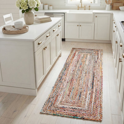 Tapis multicolore en coton tissé à plat à la main Herzig