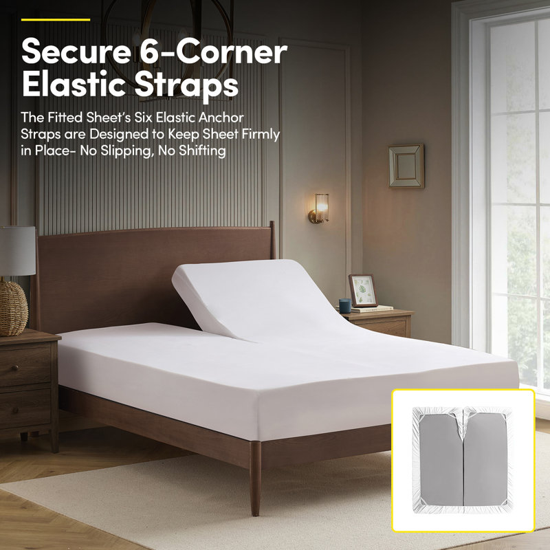 Ensemble de draps luxueux en microfibre 1800, Blanc, Très grand séparé