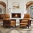 Fauteuil inclinable moderne en cuir avec structure en bois d'hévéa