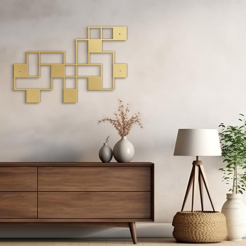 Wall Decor Metal, 15" H x 30" W x 0.05" D, Gold