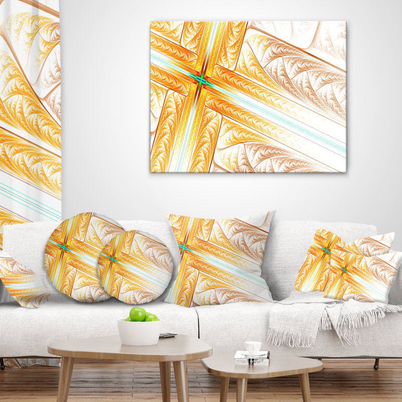 Fractal Cross Design - Abstract Printed Throw Pillow, Brown