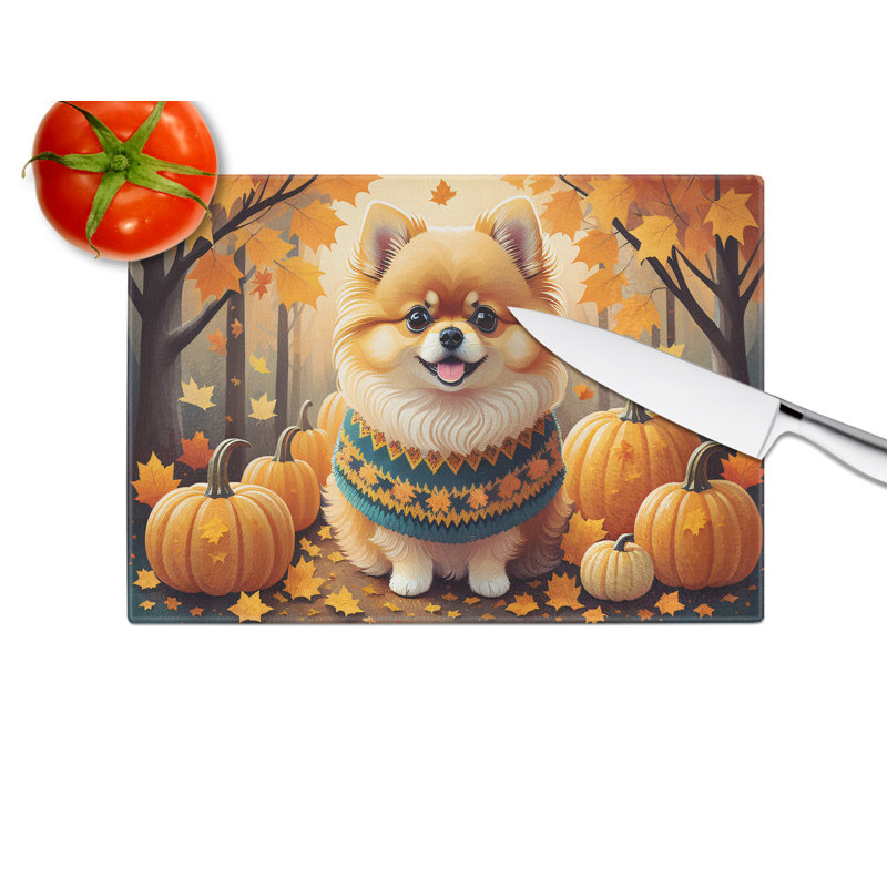 Grande planche à découper en verre Pomeranian Fall