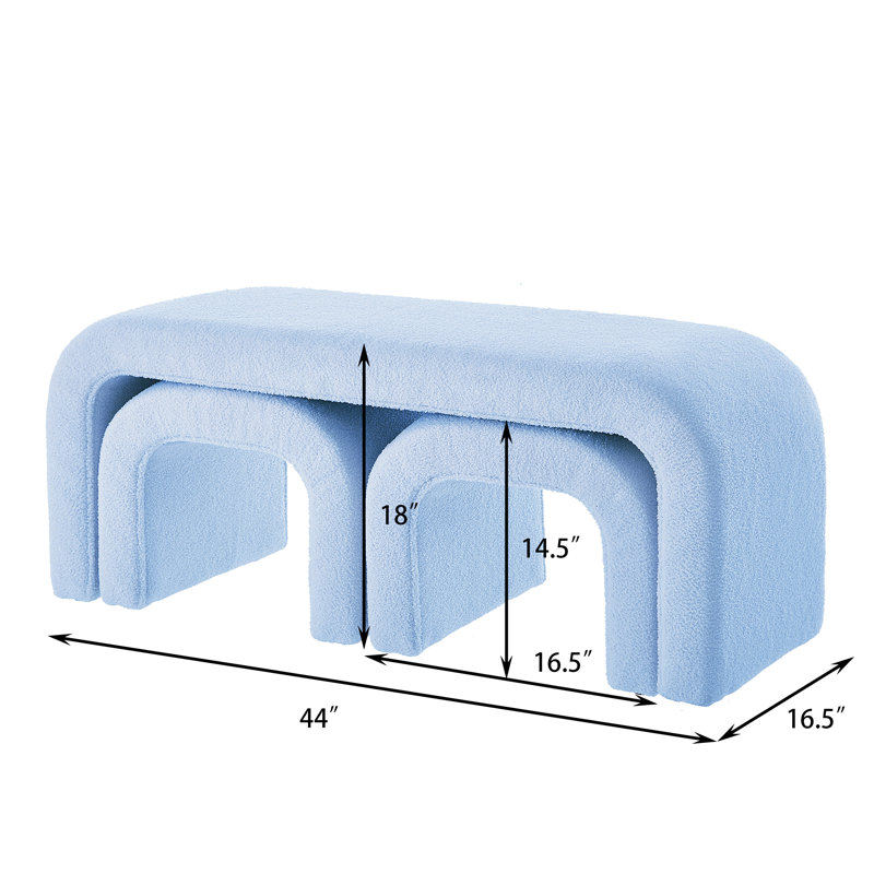 Ensemble de 3 bancs en forme de U avec repose-pieds et banc de rangement pour le vestibule (seulement avec repose-pieds)