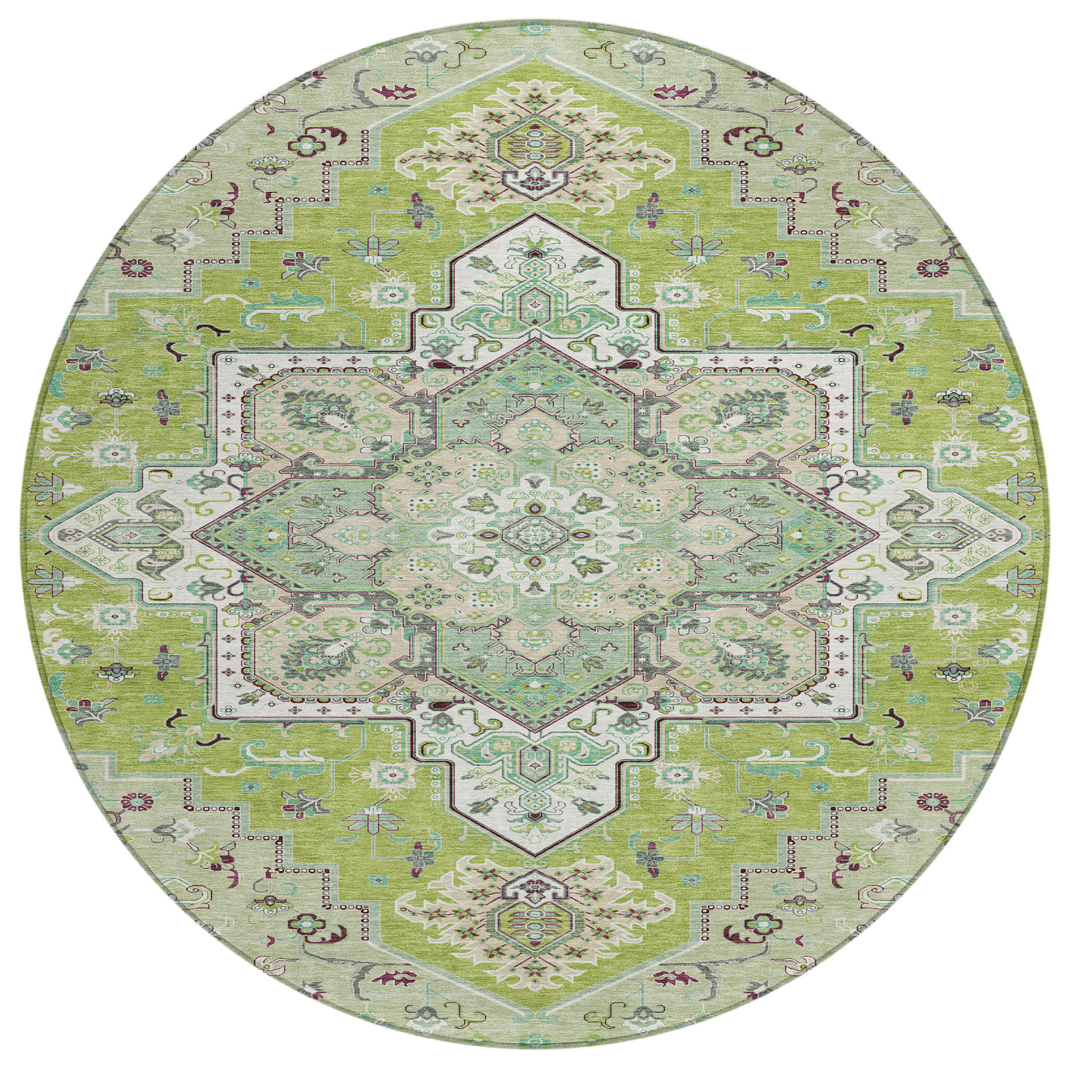 Green And Brown Camouflage Print Round Rug main image 1