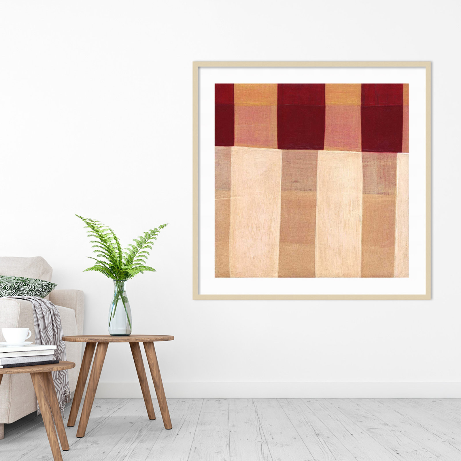 Broken Stripes 1 by Laura Nugent, 41" H x 41" W x 1" D, Brown