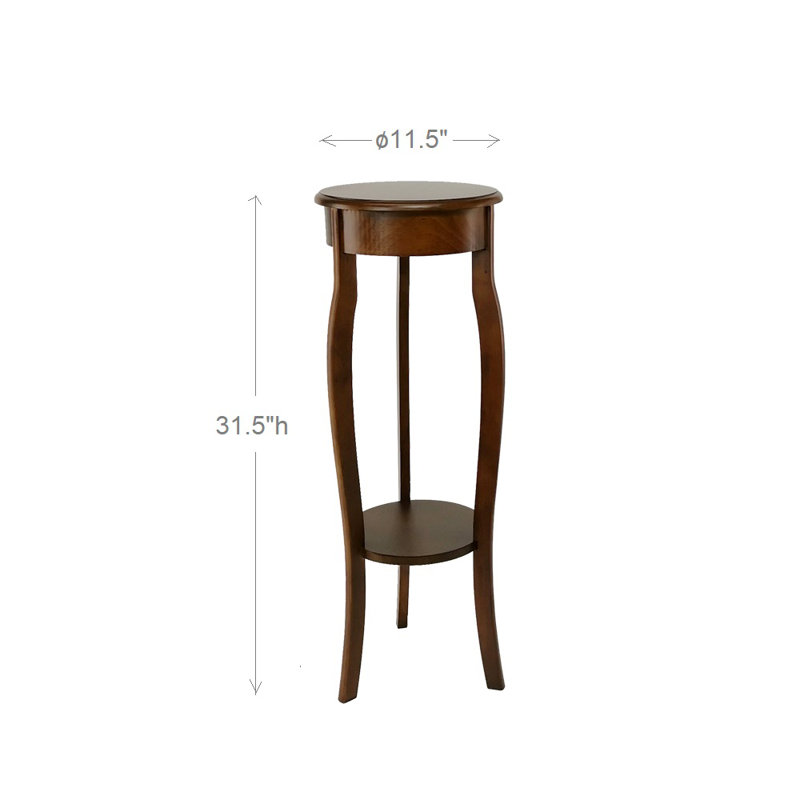 Table de bout à 3 pieds en bois massif avec rangement, H 31,5 po x l 11,5 po x P 11,5 po