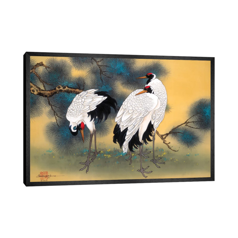 Morning Cranes - Painting on Canvas, Black Framed, 152.5 cm H x 101.5 cm W