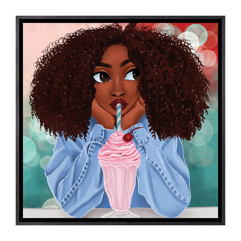 Milkshake par Princess Karibo - impression, H 37 po x l 37 po x P 1,5 po, Toile avec cadre noir patiné, Pas de tapis