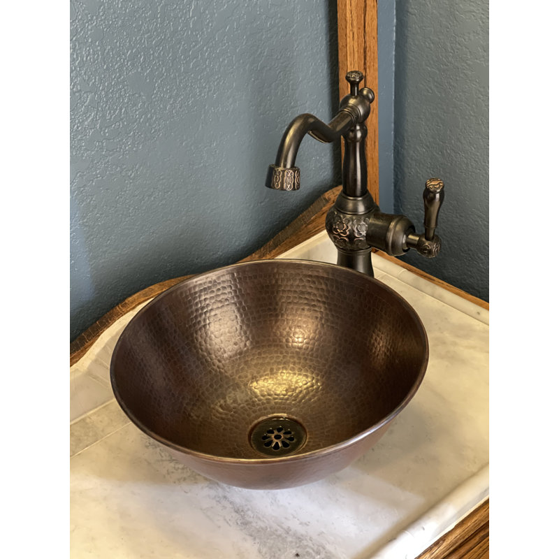 14" Round Vessel Bath Sink Faucet & Drain Included, Oil Rubbed Bronze/Copper/Antique Copper