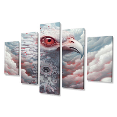 Décoration murale majestueuse oiseau blanc dans les cieux hauts II - animaux oiseaux - 5 panneaux