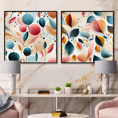 Clarendon - Abstract Botanicals Square Collage Set Of 2