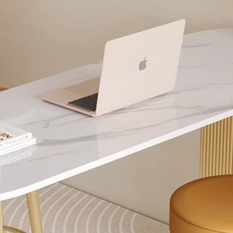 Table de bar simple de qualité supérieure, H 41,3 po x L 78,7 po x l 15,7 po, Blanc, Doré