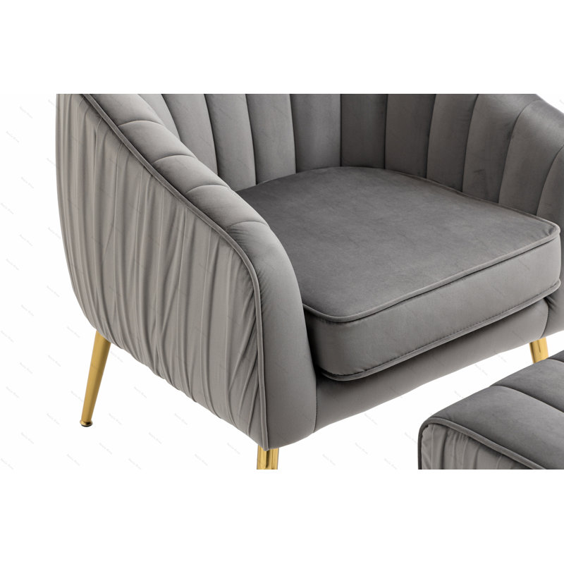 Fauteuil d'appoint avec repose-pieds, Velours gris velours