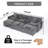 Sectional Sofa with 3 Ottomans (Gray)