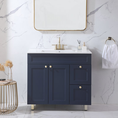 36"" Modern Blue Free-standing Single Bathroom Vanity Set -  Ebern Designs, EE70E17BD8F44272885EFAEA772B78D4