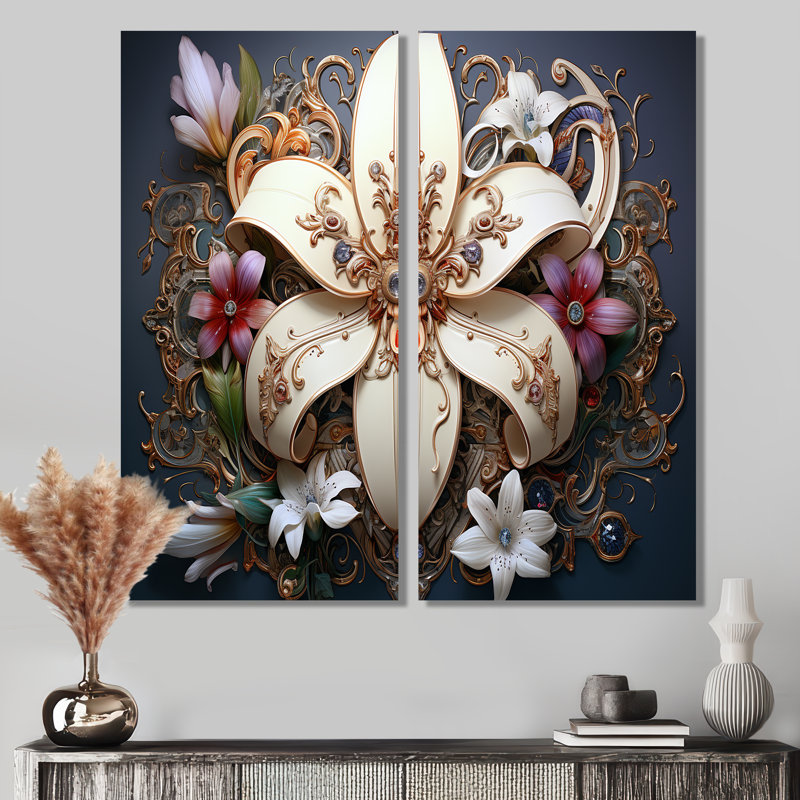 Décoration murale Fleur de lys stylisée I - Symboles fantaisie, 20" H x 24" W, Wrapped Canvas, Does Not Apply