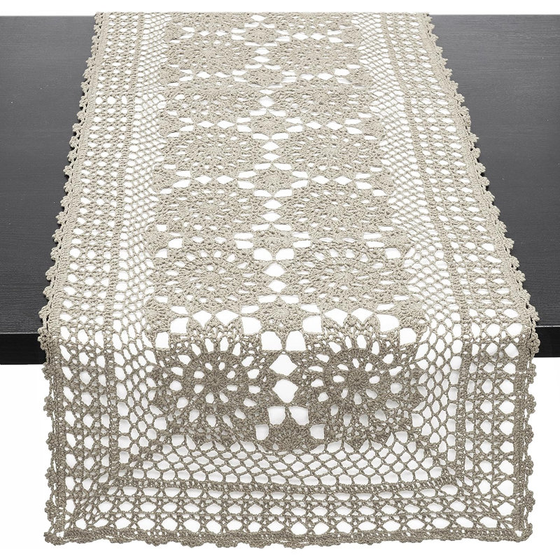 Rectangle Mandala Multi Occasion Cotton Table Runner, 72" x 16", Gray