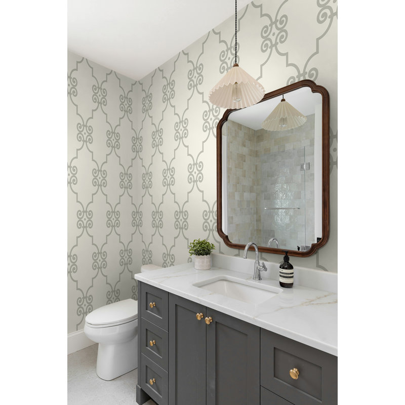 Papier peint Seabrook Designs Onyx Ripley, Crème/gris