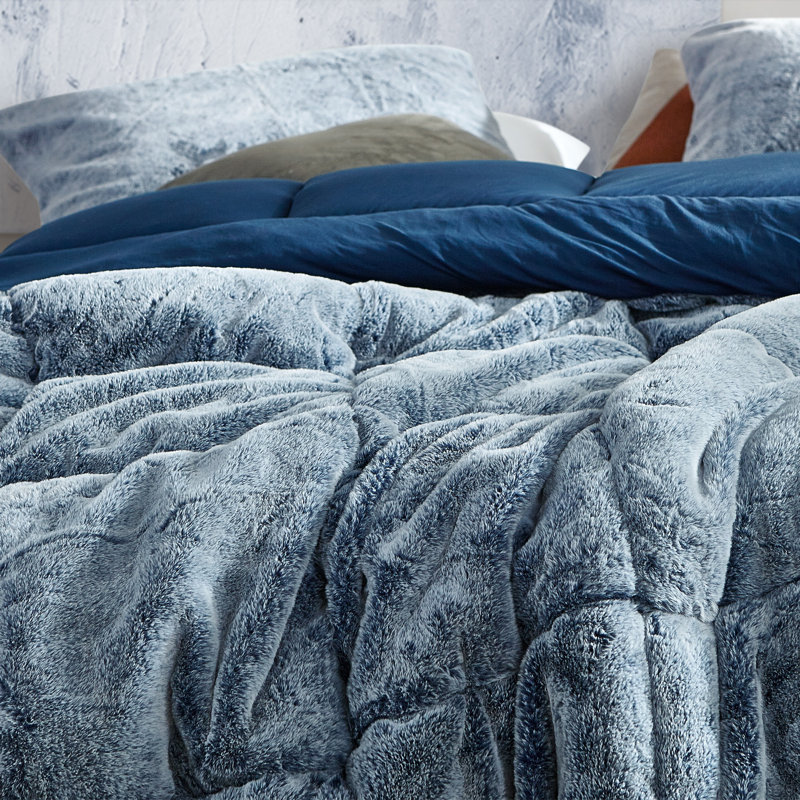 Polyester Baffle Box Stitch Comforter Set, Queen Comforter + 2 Standard Sham, Blue