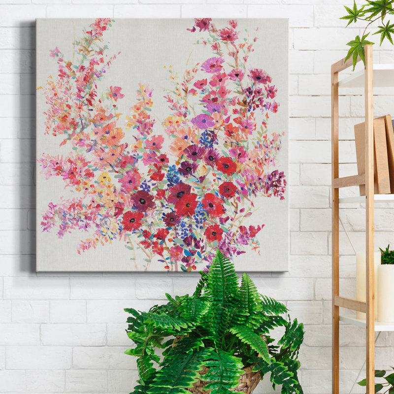 Fleurs sur une vigne II - Toile tendue avec châssis de qualité supérieure - Prêt à être accroché, H 40 po x l 40 po x P 1 po