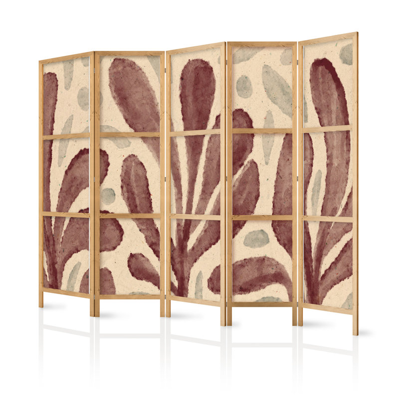 171cm H Solid Wood Folding Room Divider, 171cm H x 225cm W x 1.2cm D, 5
