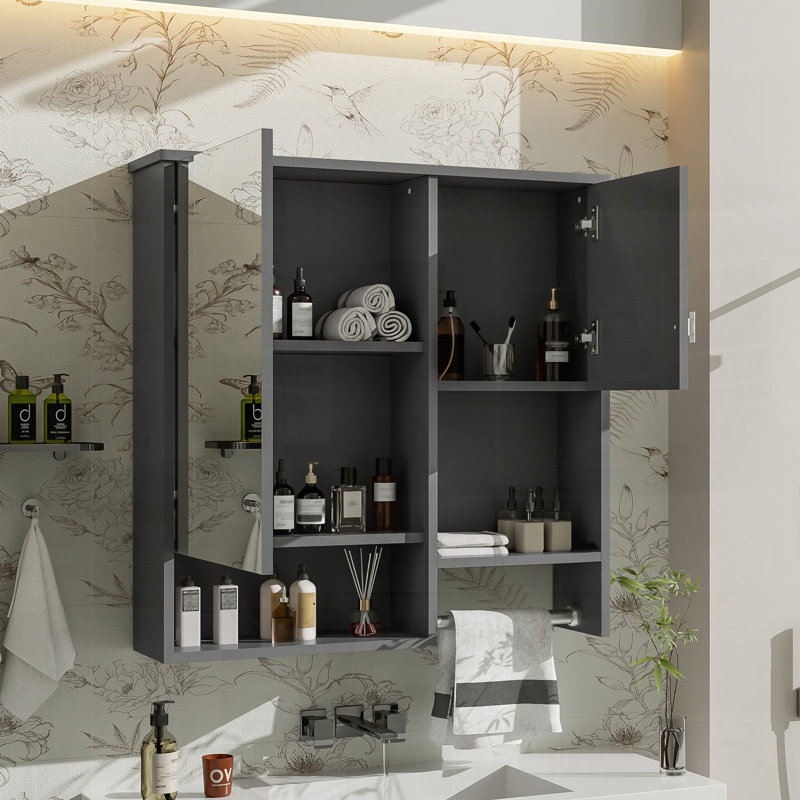 Armoire à pharmacie murale à miroir avec barre à serviettes