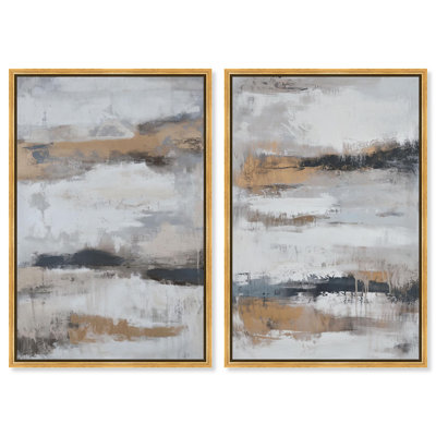 Stratified Slice Duo Canvas Print Abstract Wall Decor Set by Art Remedy, Black Frame, 10 x 15