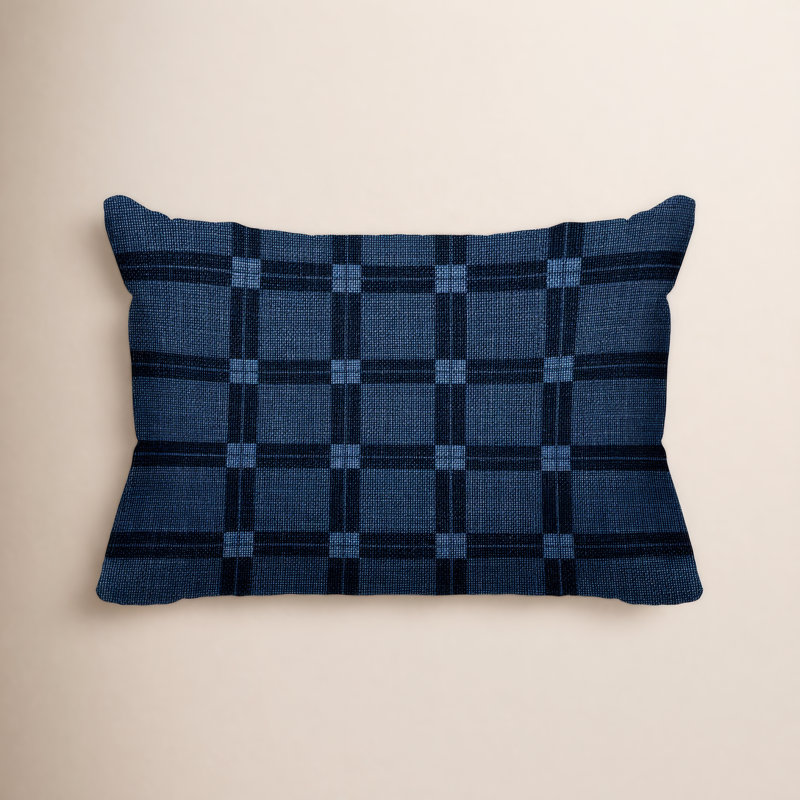Coussin lombaire en polyester , Bleu, H 14 po x l 20 po