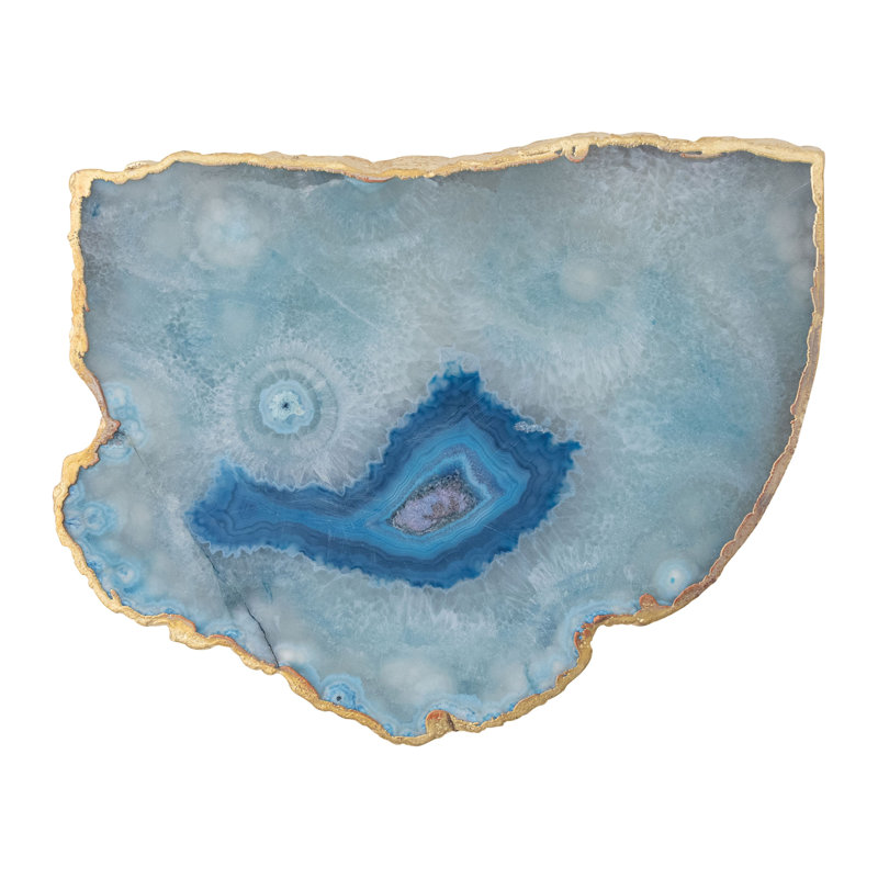Agate Slab Tray with Electroplated Edge