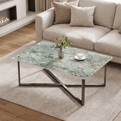 Rectangular Coral Green Sintered Stone Table Top Replacement Tabletop for Coffee/Dining Table