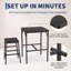 Ensemble table et chaises de bar industriel 3 pièces pour 2 personnes, table basse gain de place avec tabourets pour petits espaces, noir-908541921