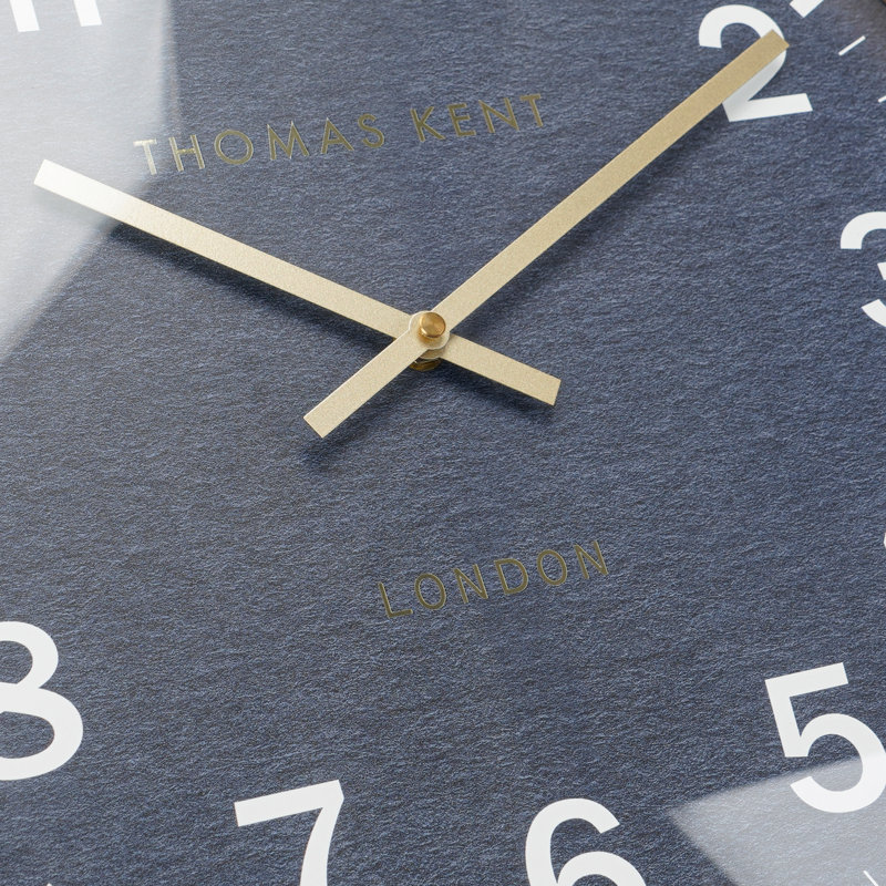 Horloge murale en métal, Bleu marine/doré