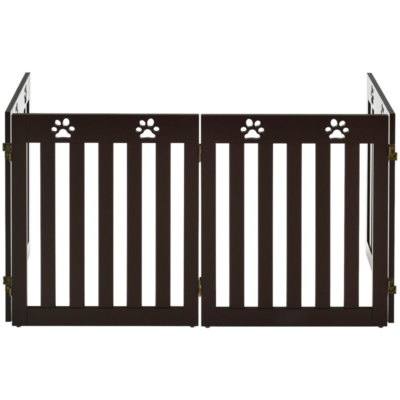 Kailyn Wood Free Standing Pet Gate, Dark Wood, 203cm