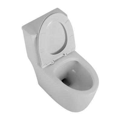 Toilette allongée en céramique, 1,1 / 1,6, blanche, confortable, siège à fermeture en douceur, et, T036wt allongé,