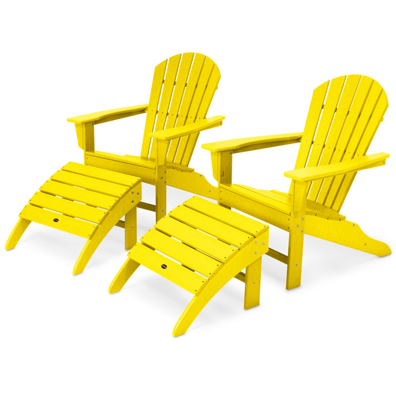 POLYWOOD South Beach 4-Piece Adirondack Set, Yellow