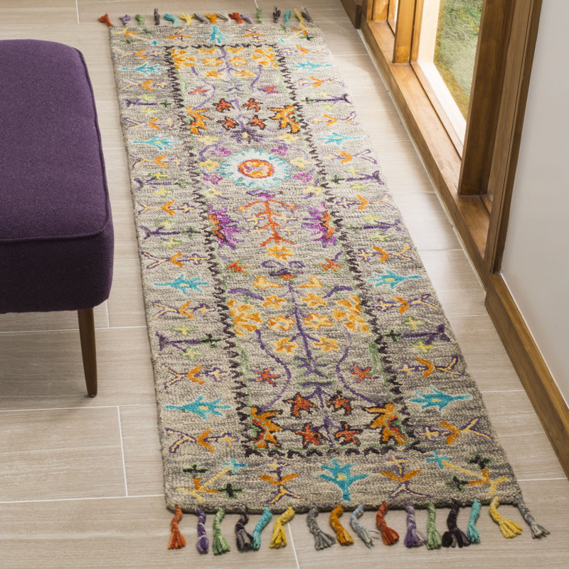 Tapis floral en laine touffeté à la main Broadmoor Blossom, Tapis de couloir 2 pi 3 po x 12 pi